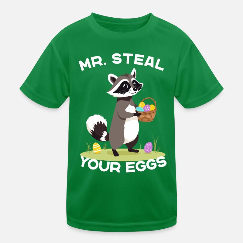 Lustiger Eier Dieb Waschbär Osterhasen Design Kinder Funktions-T-Shirt