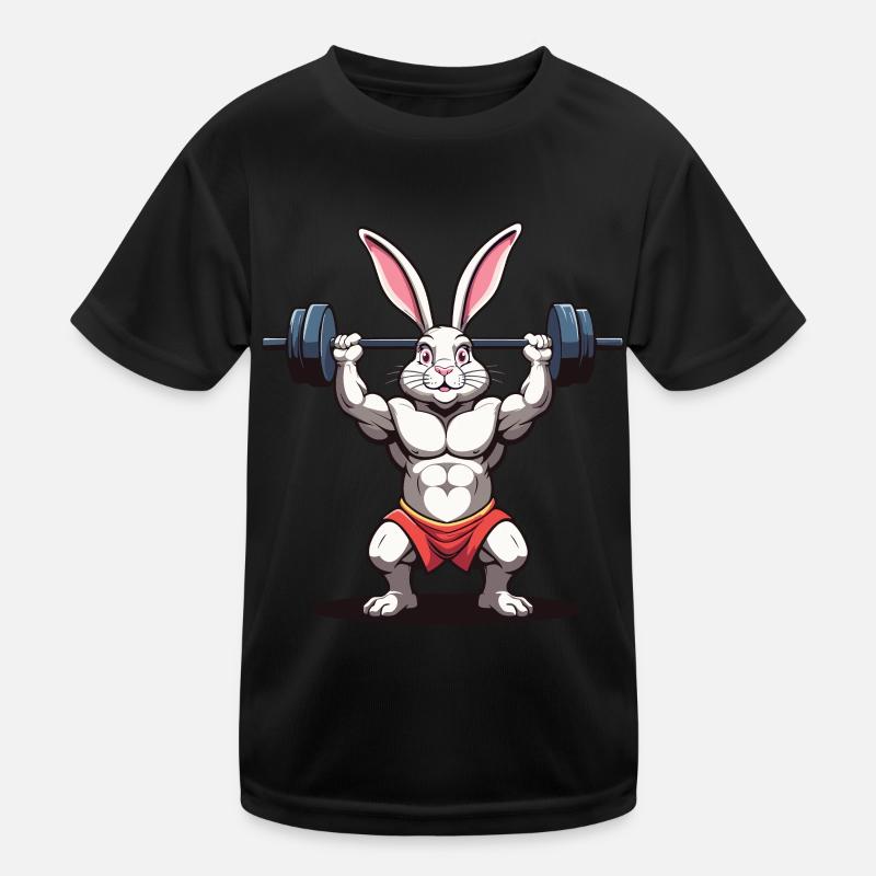 Easter Bunny Body Building Animal Funny Workout Kids Functional T-Shirt