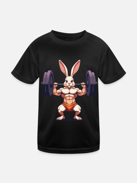Osterhase Body Building Tier Lustiger Workout - Kinder Funktions-T-Shirt - Schwarz