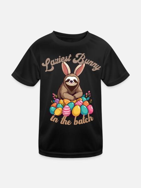 Funny Saying Cute Easter Sloth Sloth Sloth - Kids Functional T-Shirt - black - Front