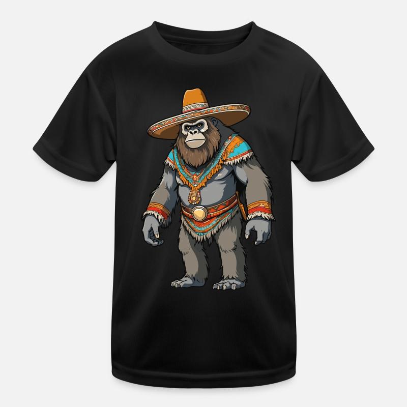 Mexican Bigfoot Sasquatch Sombrero Kids Functional T-Shirt