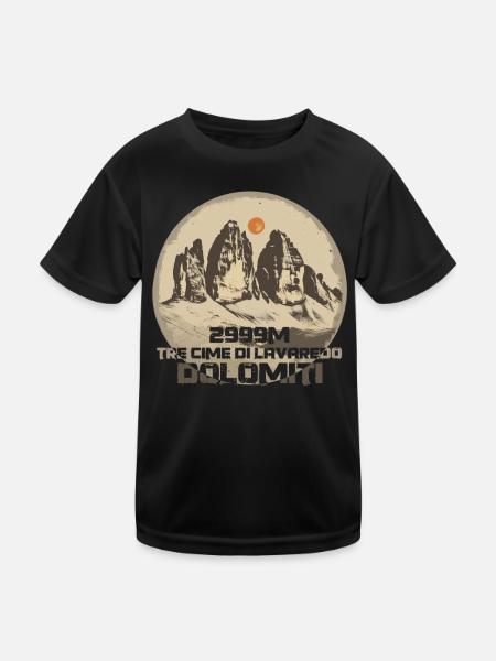 Dolomites Three Peaks Tre Cime di Lavaredo Hiking - Kids Functional T-Shirt - black - Front