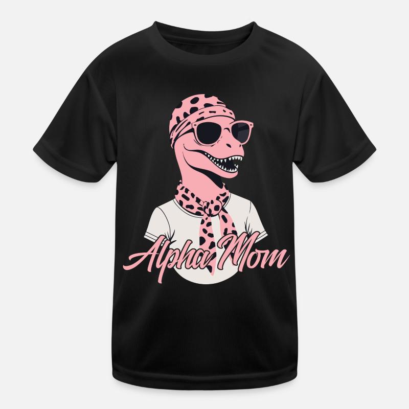 Alpha Mom Funny Dinosaur Mom Cool Dinos Kids Functional T-Shirt