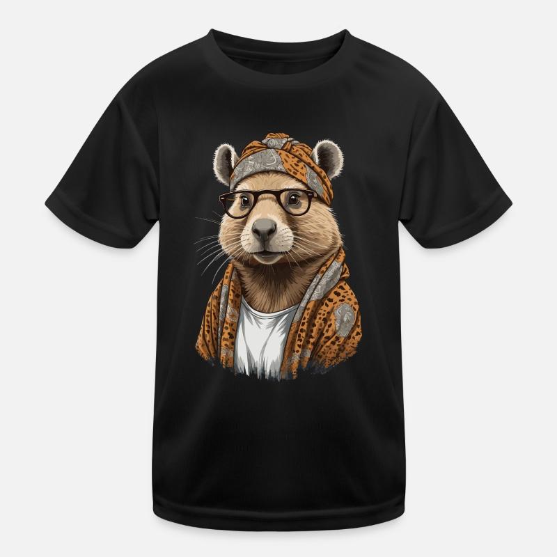 Funny Capymama Capybara Mother Design Kids Functional T-Shirt