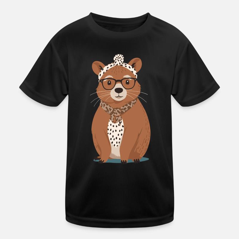 Funny Capymama Capybara Mother Design Kids Functional T-Shirt