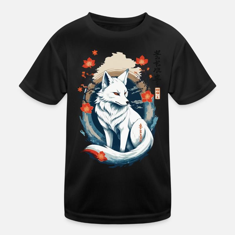 Ukiyo-E Kunst Stil Japanische Kitsune Fuchs Kinder Funktions-T-Shirt