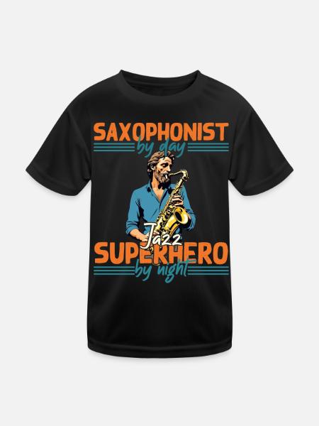 Saxophone Drôle Design Jazz Amateur de musique - T-shirt sport Enfant - noir - Devant