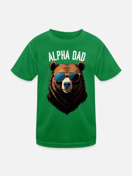 Alpha Dad Lustiger Bären Vater Perfekter Style - Kinder Funktions-T-Shirt - Kelly Green - Vorne