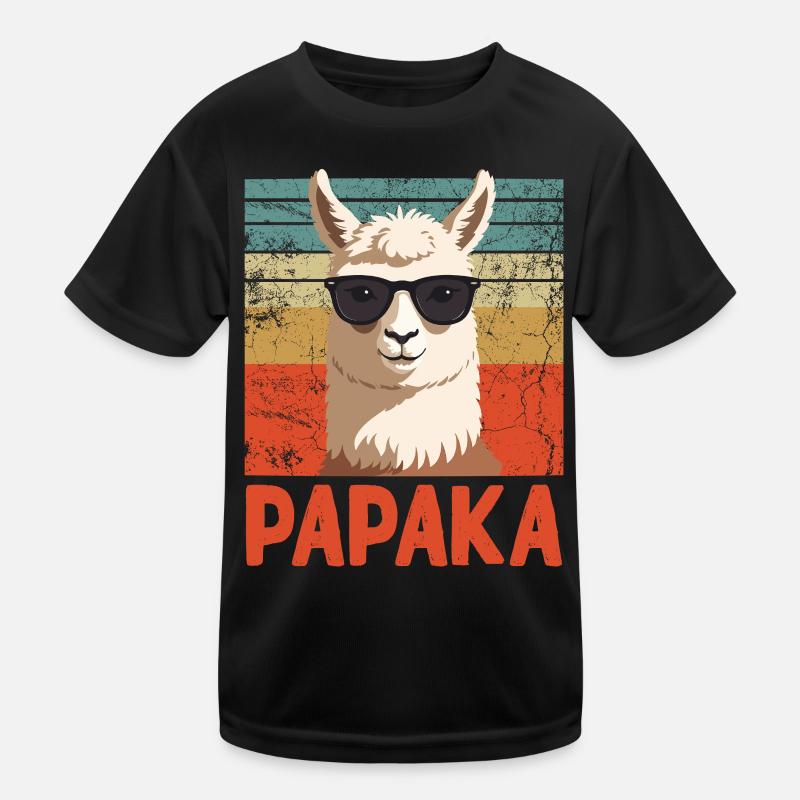 Papaka Lustiger Alpaka Papa Perfekter Style Kinder Funktions-T-Shirt