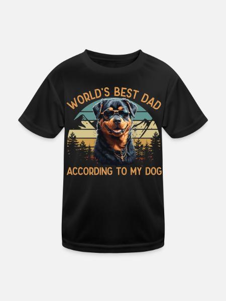 Meilleur chien au monde papa rottweiler animal de compagnie drôle - T-shirt sport Enfant - noir - Devant
