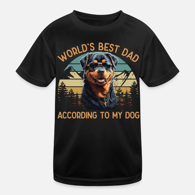 Welt Bester Hundepapa Rottweiler Lustige Haustier Kinder Funktions-T-Shirt