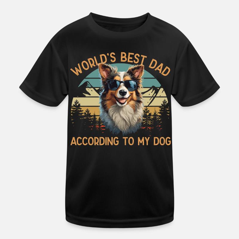 World Best Dog Dad Australian Shepherd Design Kids Functional T-Shirt