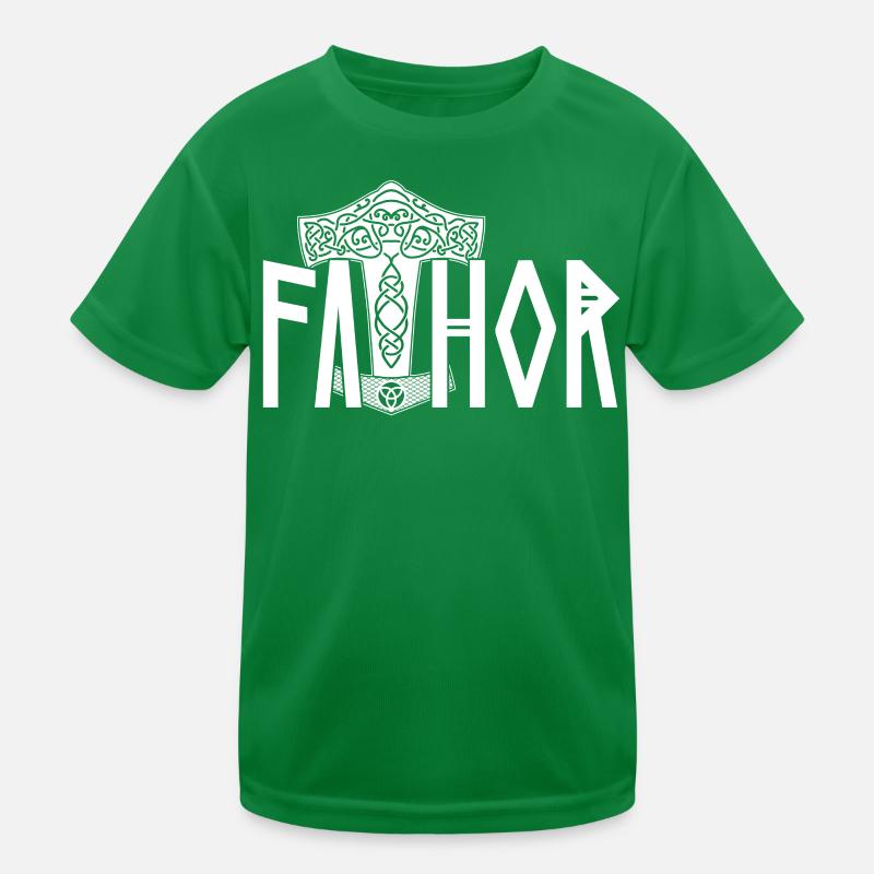 Stolzer Fathor Wikinger Papa Wikingerrunen Design Kinder Funktions-T-Shirt