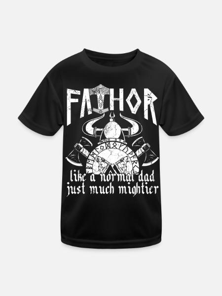 Viking Papa Vathor Powerful Norse Father - Kids Functional T-Shirt - black - Front