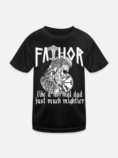 Nordischer Papa Vathor Wikinger Spruch Design - Kinder Funktions-T-Shirt - Schwarz - Vorne