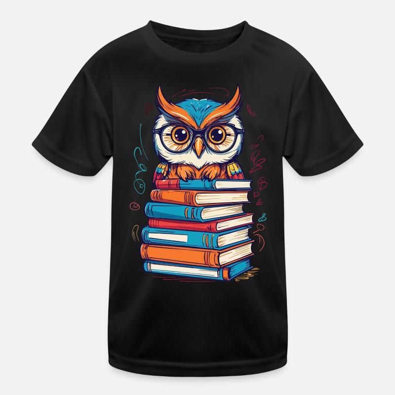 Bücher Eule Süße Buch Illustration Leseratte Kinder Funktions-T-Shirt