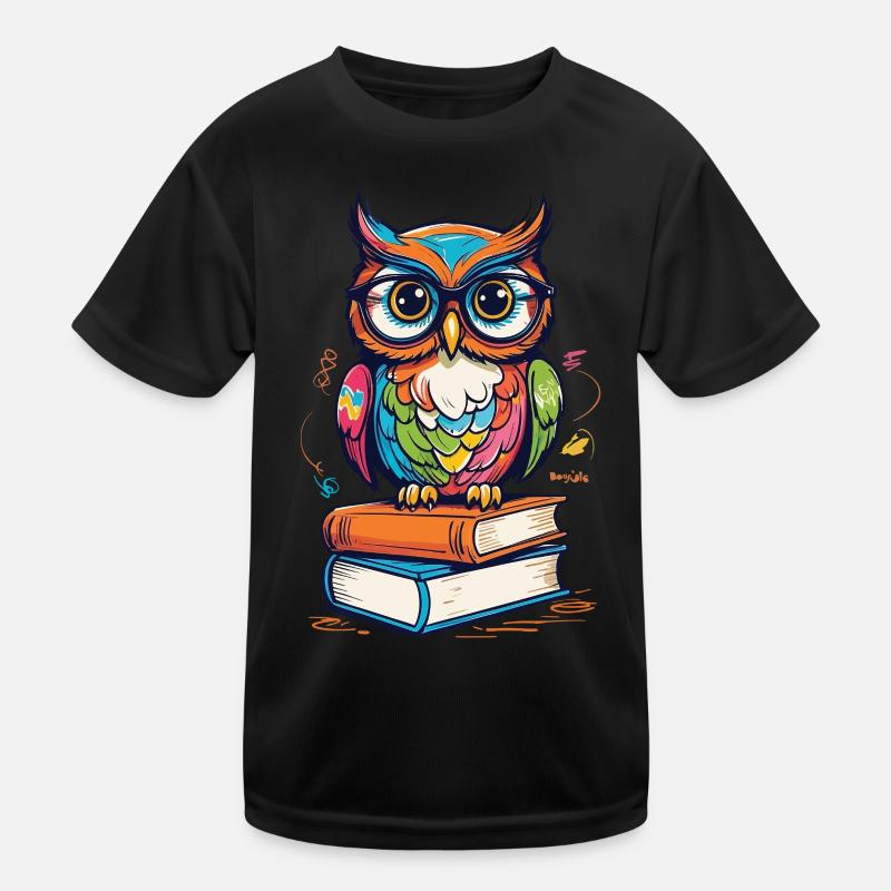Süße Buch Illustration Eulen Liebhaber Kinder Funktions-T-Shirt