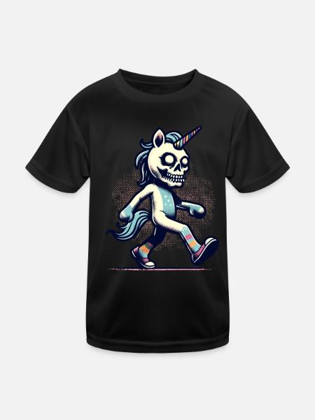 Zombie Einhorn Undead Mystical Creature - Kinder Funktions-T-Shirt - Schwarz - Vorne