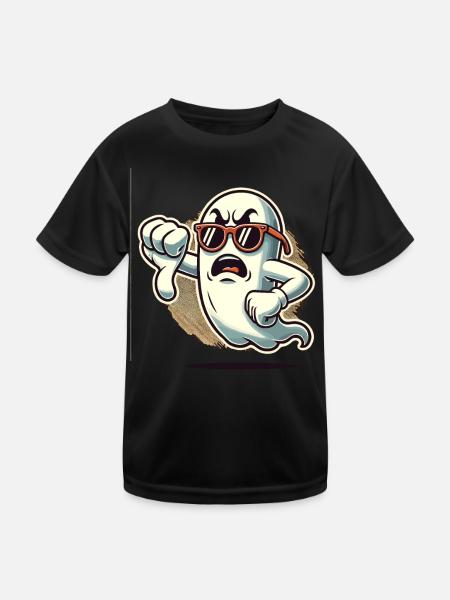 Cool Ghost donne des pouces vers le bas Fantôme d’Halloween - T-shirt sport Enfant - noir - Devant