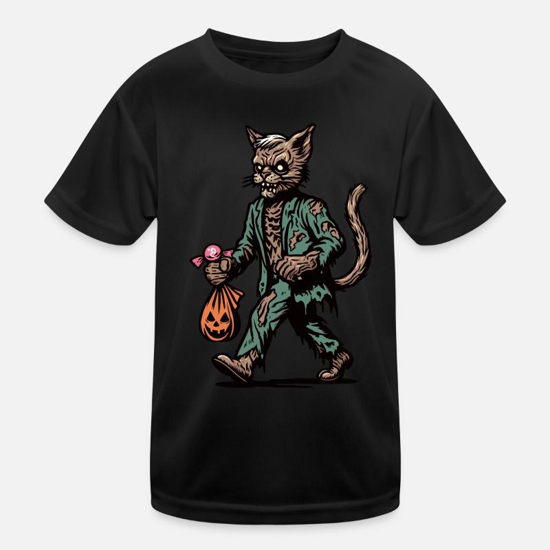 Chat zombie mort-vivant Halloween T-shirt sport Enfant