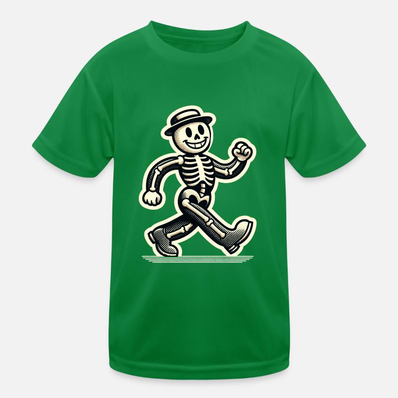 Squelette d’os d’Halloween de dessin animé vintage rétro T-shirt sport Enfant