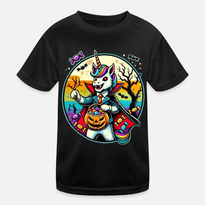 Lustiges Vampir Einhorn Liebt Süßigkeiten Kinder Funktions-T-Shirt