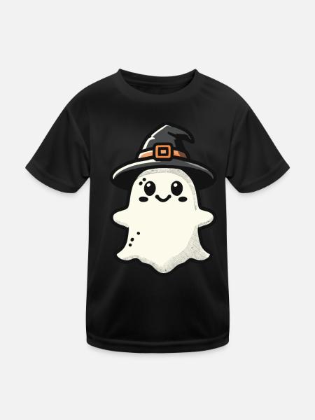 Lustiger Hexen Geist Gespenstische Party - Kinder Funktions-T-Shirt - Schwarz - Vorne