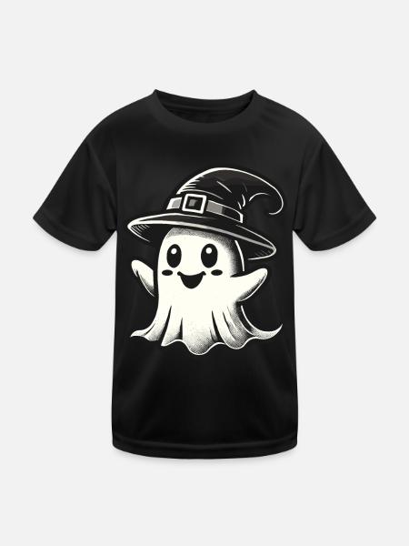Lustiger Hexen Geist Gespenstische Party - Kinder Funktions-T-Shirt - Schwarz - Vorne