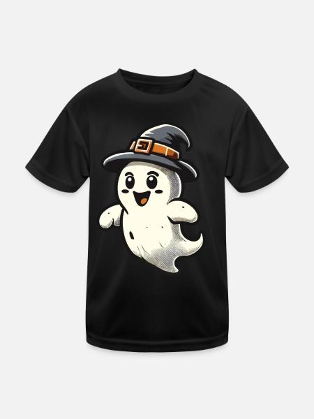 Lustiger Hexen Geist Gespenstische Party - Kinder Funktions-T-Shirt - Schwarz - Vorne