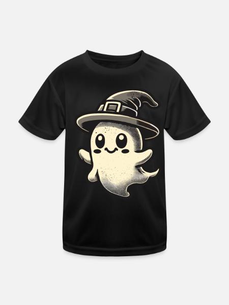 Lustiger Hexen Geist Gespenstische Party - Kinder Funktions-T-Shirt - Schwarz - Vorne