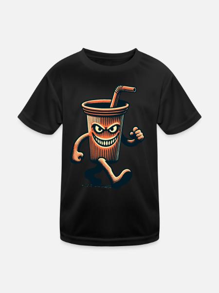 Scary drinking cup Drinks for scary movies - Kids Functional T-Shirt - black - Front