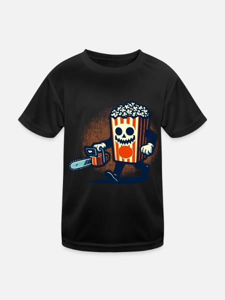 Scary Psycho Popcorn for scary movies - Kids Functional T-Shirt - black - Front