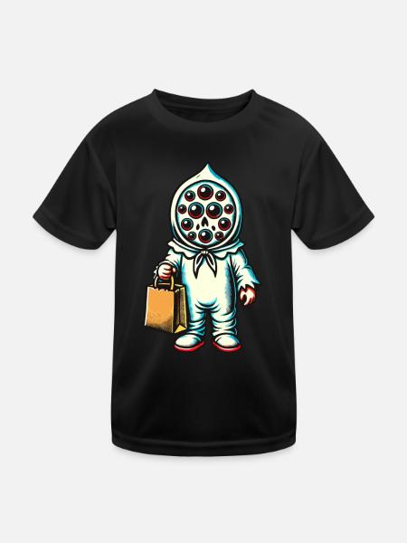 Gespenstische Party Trick Or Treat - Kinder Funktions-T-Shirt - Schwarz - Vorne