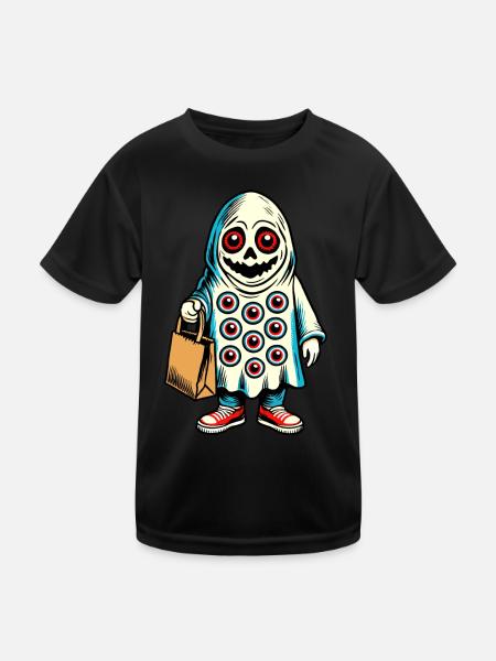 Gespenstische Party Trick Or Treat Streetwear - Kinder Funktions-T-Shirt - Schwarz - Vorne