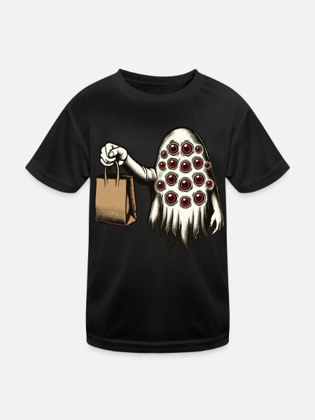 Gespenstische Party Trick Or Treat Halloween - Kinder Funktions-T-Shirt - Schwarz - Vorne