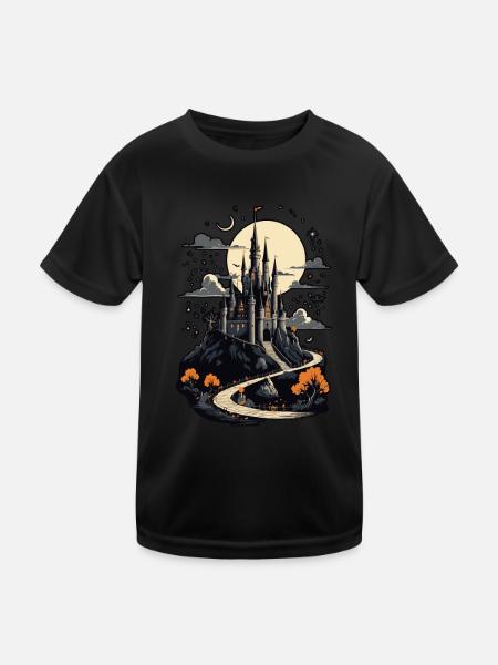 Spooky Haunted Castle Magical Haunted Castle - Kids Functional T-Shirt - black - Front