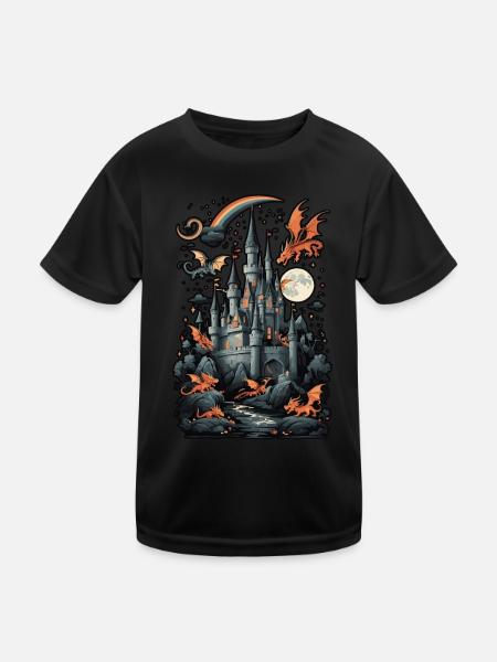 Spooky Haunted Castle Magical Haunted Castle - Kids Functional T-Shirt - black - Front