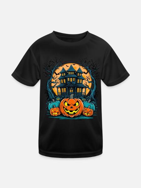 bricolageEffrayantMaison hantée Drôle Halloween - T-shirt sport Enfant - noir - Devant
