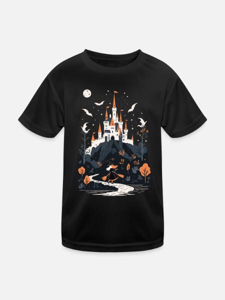 Spooky Haunted Castle Magical Haunted Castle - Kids Functional T-Shirt - black - Front