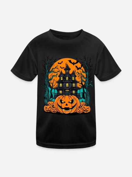 Spooky Haunted House Spooky Haunted Villa - Kids Functional T-Shirt - black - Front