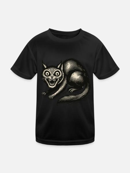 Magical Witch Cat Horrific Horror Cat - Kids Functional T-Shirt - black - Front