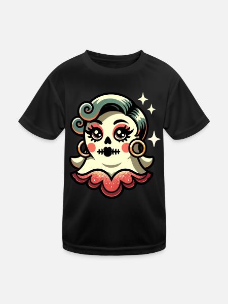 Drôle Glamour Ghoul Flashy Halloween Fille - T-shirt sport Enfant - noir - Devant