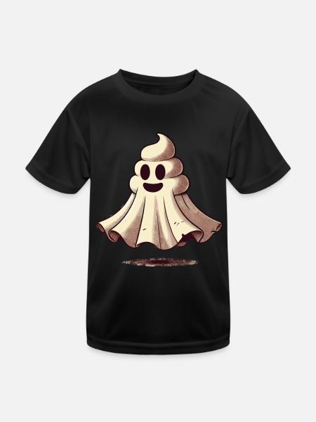 Funny Poop Pile Ghost Bull Sheet Poop - Kids Functional T-Shirt - black - Front
