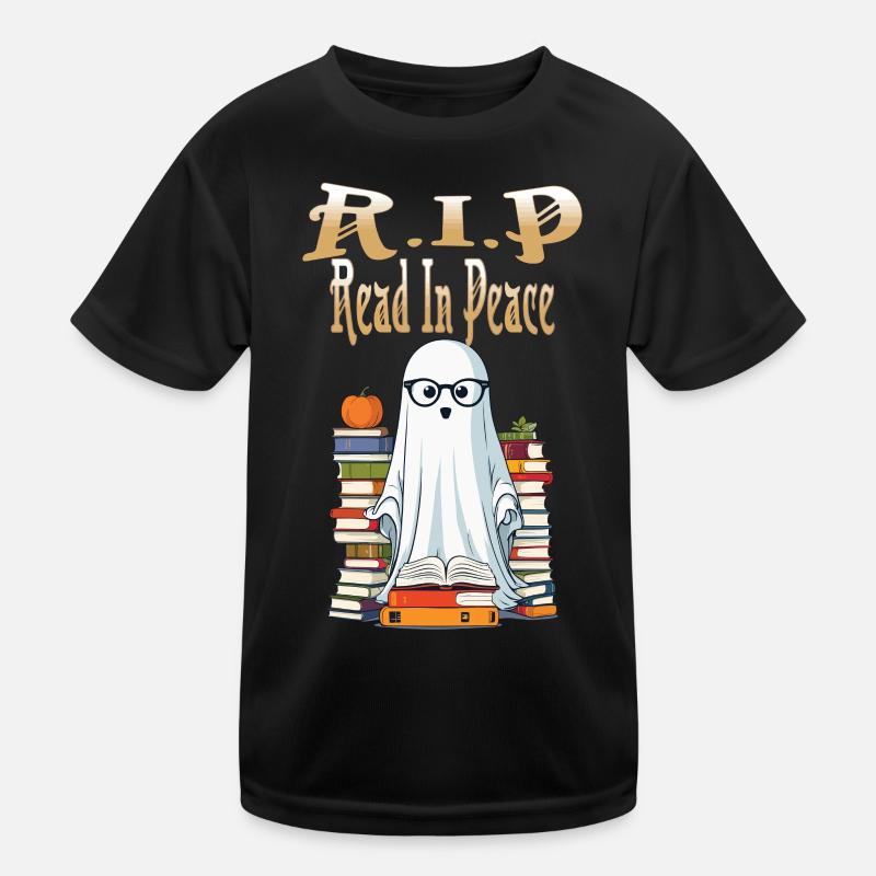 Cute Book Lover Ghost Halloween Kids Functional T-Shirt