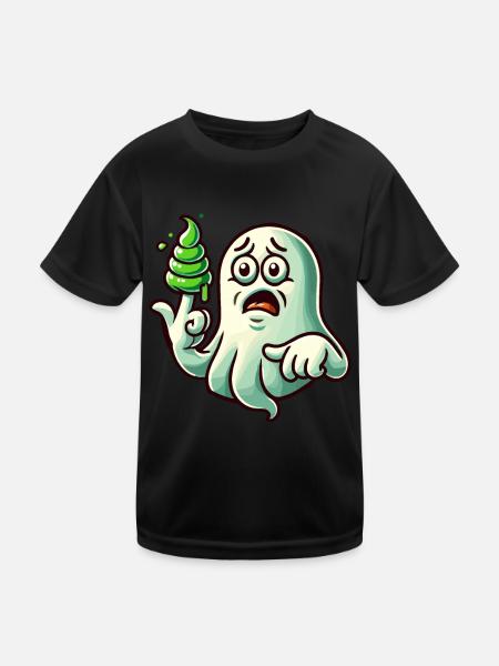 drôle boobby fantôme rétro style dessin animé booger - T-shirt sport Enfant - noir - Devant