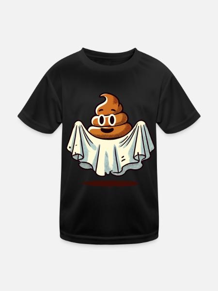 Funny Poop Pile Ghost Bull Sheet Poop - Kids Functional T-Shirt - black - Front