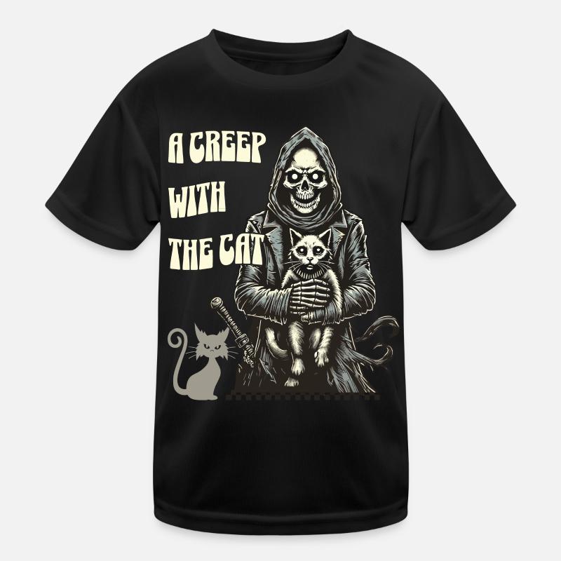 Ein Unheimlicher Mit Der Katze Halloween Motiv Kinder Funktions-T-Shirt