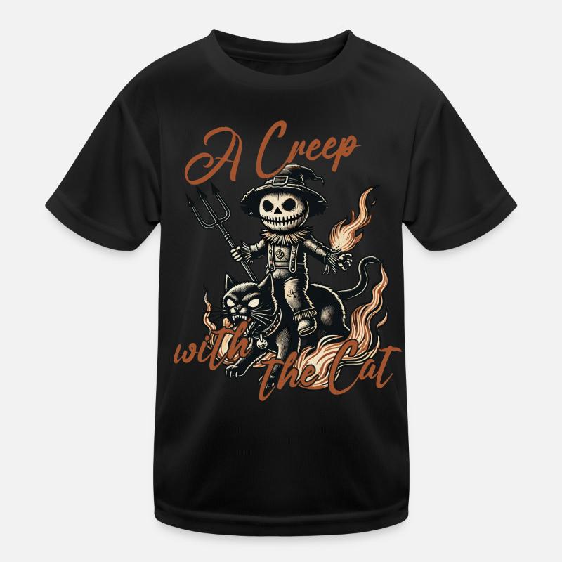 Halloween: A scary one with the cat Kids Functional T-Shirt