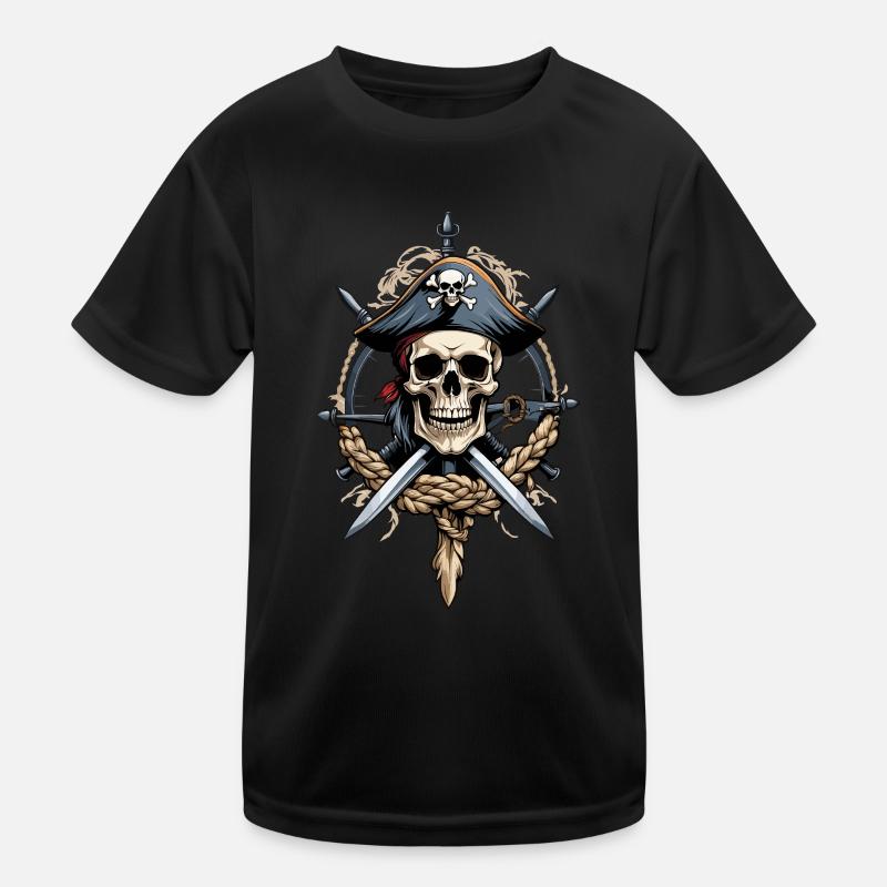Pirate Flags Skull Jolly Roger Pirate Costume Kids Functional T-Shirt