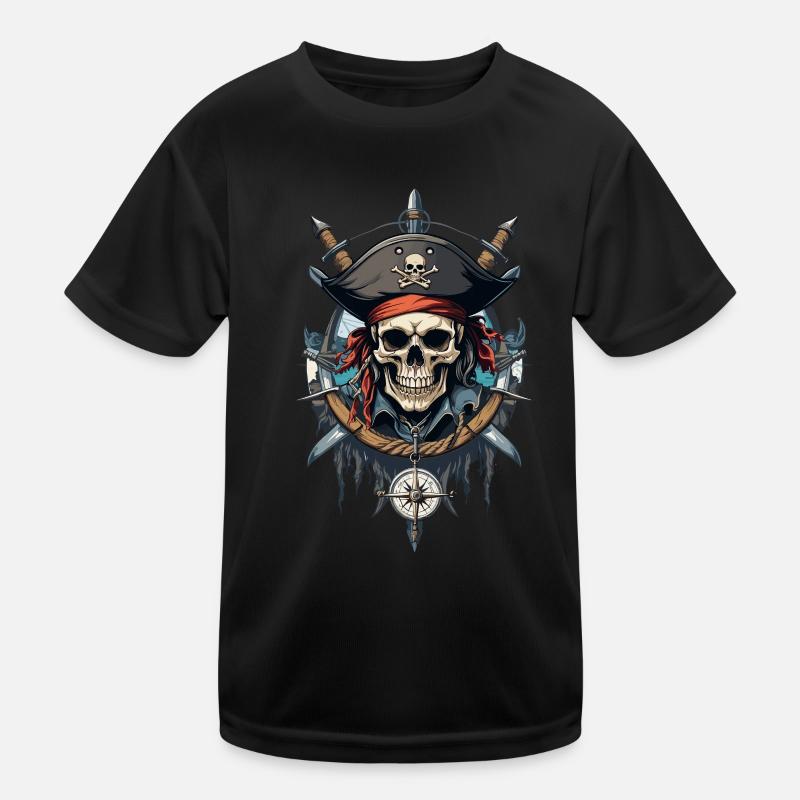 Pirate Flags Skull Jolly Roger Pirate Costume Kids Functional T-Shirt